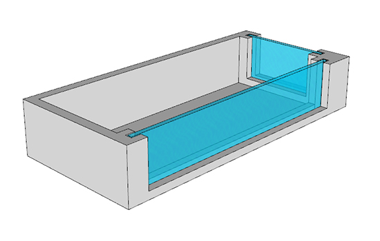 Piscina acrílica de una sola cara
