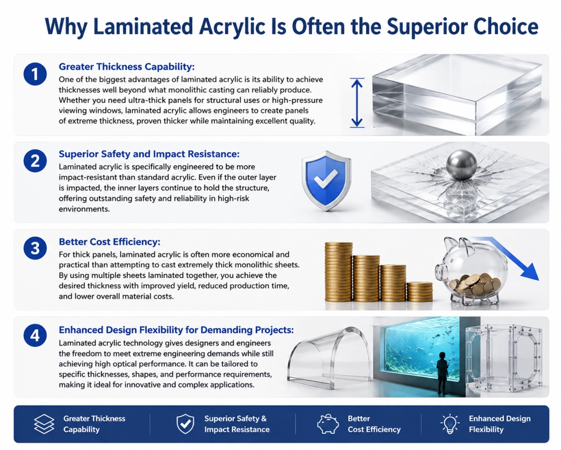 Acrílico laminado versus acrílico monolítico